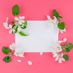 Blank frame mockup with white flowers