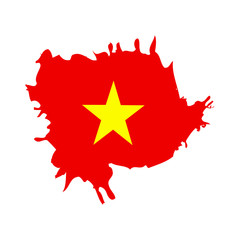 Vietnam Flag. Brush painted Vietnam Flag. Hand drawn style illustration with a grunge effect and watercolor. Vietnam Flag with grunge texture. Vector illustration.
