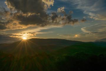 The Sun Setting over Mountains at Eagle Rock Overlook