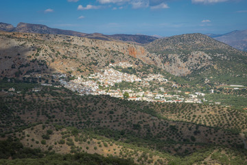 Fototapeta na wymiar Agios Nikolaos, Crete - 09 30 2018: Kritsa hilltop tourist town