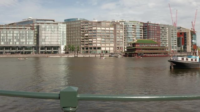 Panorama view of the Oosterdok area in the center of Amsterdam nearby the IJ