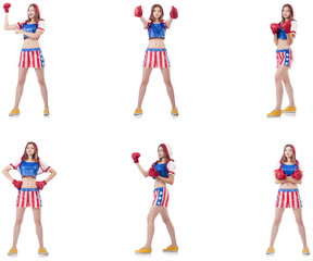 Young female boxer isolated on white 