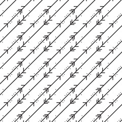 Illustration of Sketch Handmade repetition Doodle Vector Arrow Background.