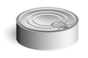 Tin can with a ring. Realistic look. Place for labels and stickers.