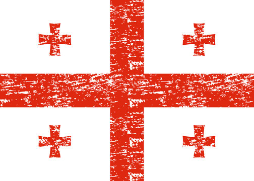 Georgia Flag. Brush painted Georgia Flag. Hand drawn style illustration with a grunge effect and watercolor. Georgia Flag with grunge texture. Vector illustration.