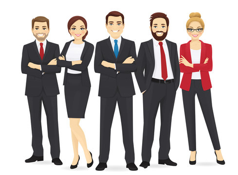 Business team set with leader isolated vector illustration