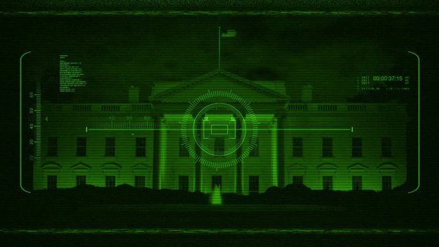 Military HUD Scanning White House At Night