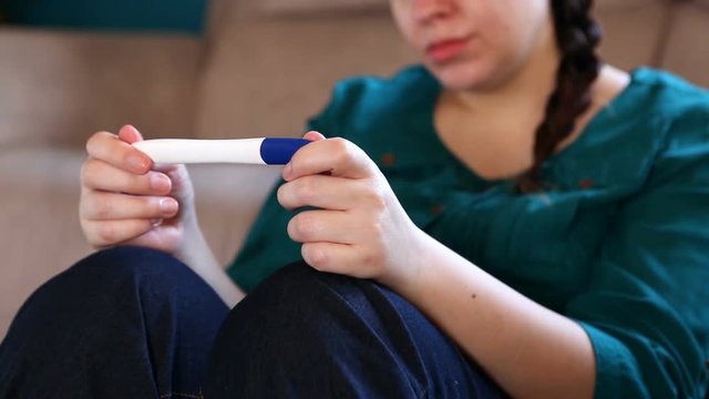 Disappointed Woman Gets Negative Pregnancy Test Result