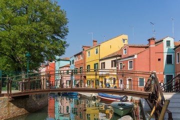 Fototapeta na wymiar Burano colorful street, Italy