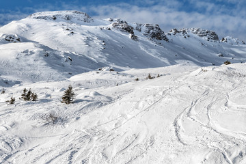 Fototapeta na wymiar Winter mountain ski resort landscape