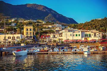 Naklejka premium Panorama of Sant Angelo, Ischia island in Italy