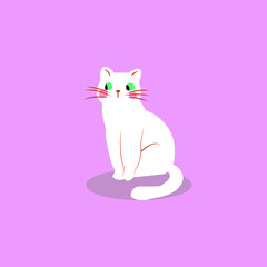 Cartoon cute funny cat, isolated on pastel background, vector illustration