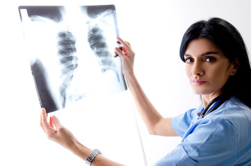 Female doctor radiologist working in the clinic 