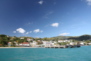 Fototapeta na wymiar Martinique, abordage sur le ponton du Diamant