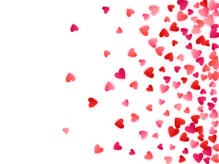 Red flying hearts bright love passion vector background.