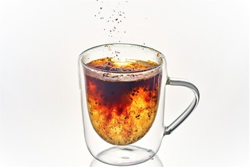 glass thermocup with dissolving coffee