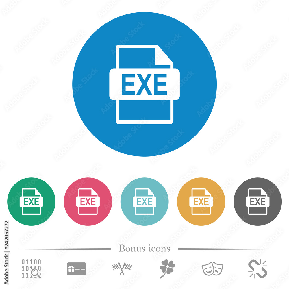 Poster exe file format flat round icons