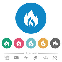 Flame flat round icons