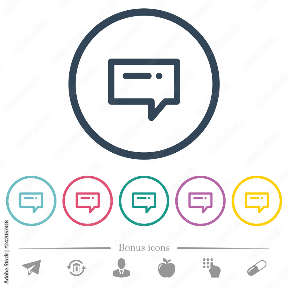 Poster typing message flat color icons in round outlines