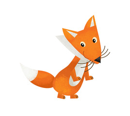 cartoon scene with fox on white background - illustration for children