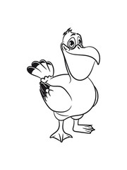 Pelikan süss lieb vogel seevogel fliegen Meer cartoon natur Wasser anhänglich Tier einfarbig