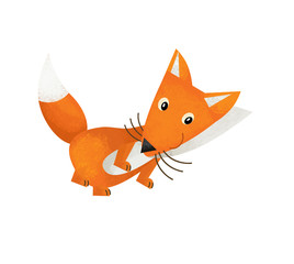 cartoon scene with fox on white background - illustration for children
