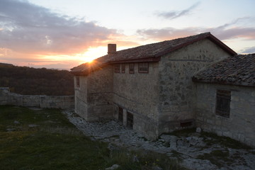 sunset on the streets of the ancient city