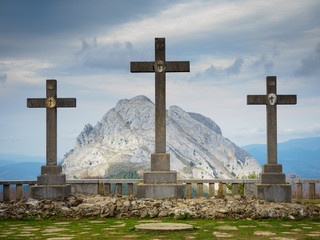 Three crosses in the Urkiola mountain