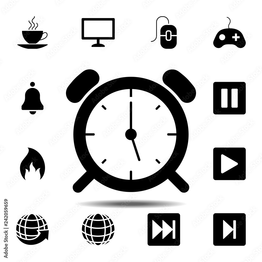 Poster wake up clock logo templateicon. simple glyph vector element of web, minimalistic icons set for ui a