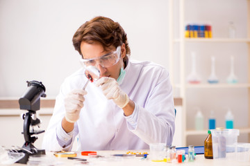 Male entomologist working in the lab on new species