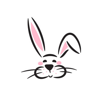 Cute bunny head vector icon.