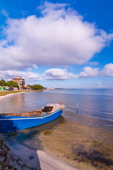 Obraz premium fishing boat in the lake.