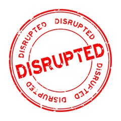 Grunge red disrupted word round rubber seal stamp on white background