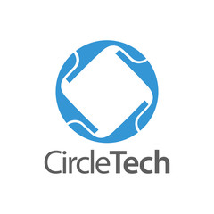 Circle technology with square inside logo concept design template