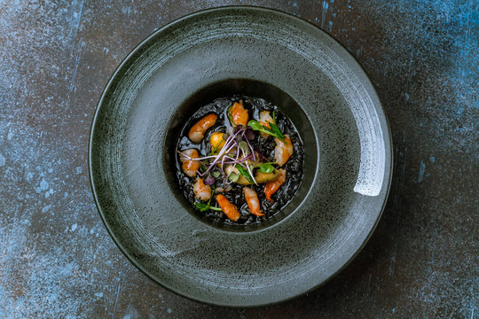 Black Risotto With Seafood