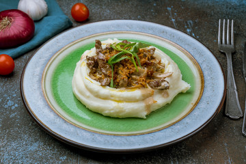 Stroganoff on white plate