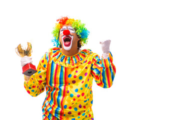 Male clown isolated on white 