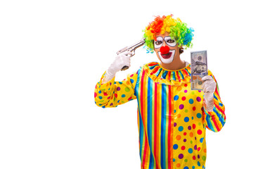 Male clown isolated on white 