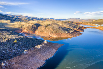 mountain lake in winter