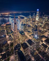 Rolgordijnen Aerial View of San Francisco Skyline at Night © heyengel