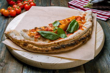 Closed calzone pizza