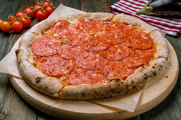 Pepperoni pizza on plate