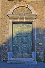 Italy, Ravenna Saint Stefano of the Olive desecrated church main door.
