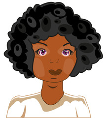 Portrait of the curly girl to african appearance