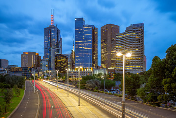 Naklejka premium skyline of melbourne at city business district