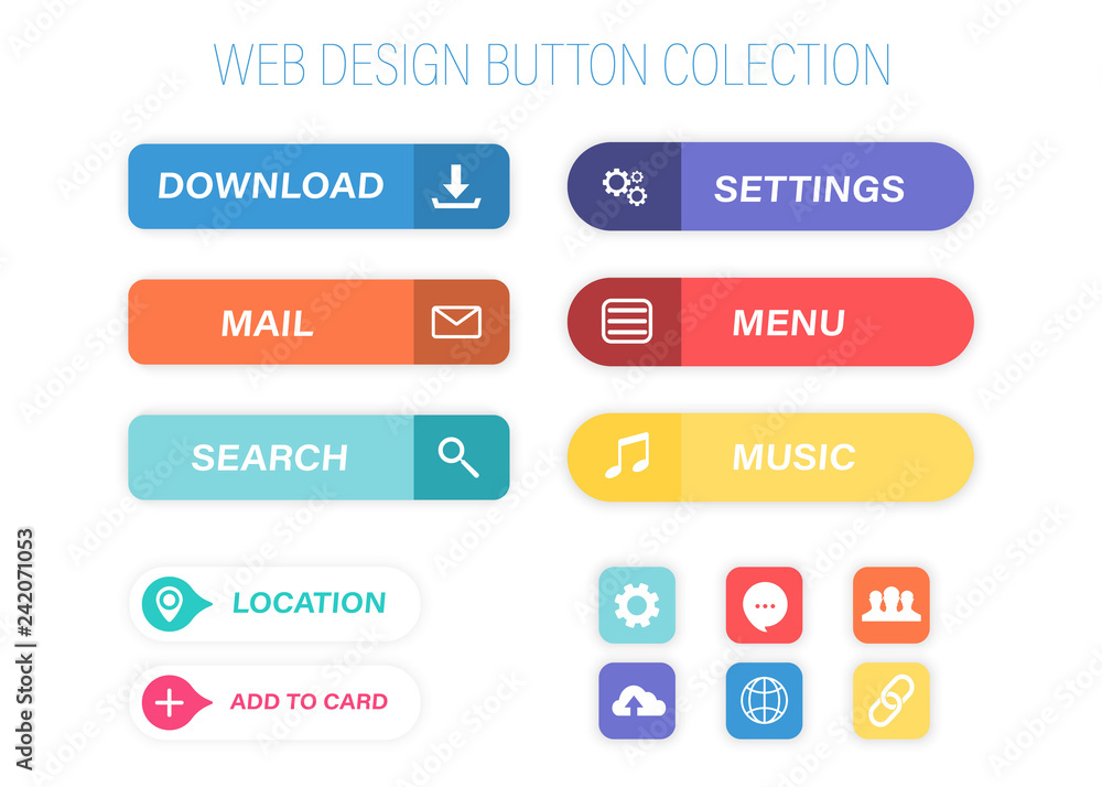 Poster web button collection.collection of flat web buttons.vector buttons big set, colorful web layout ele