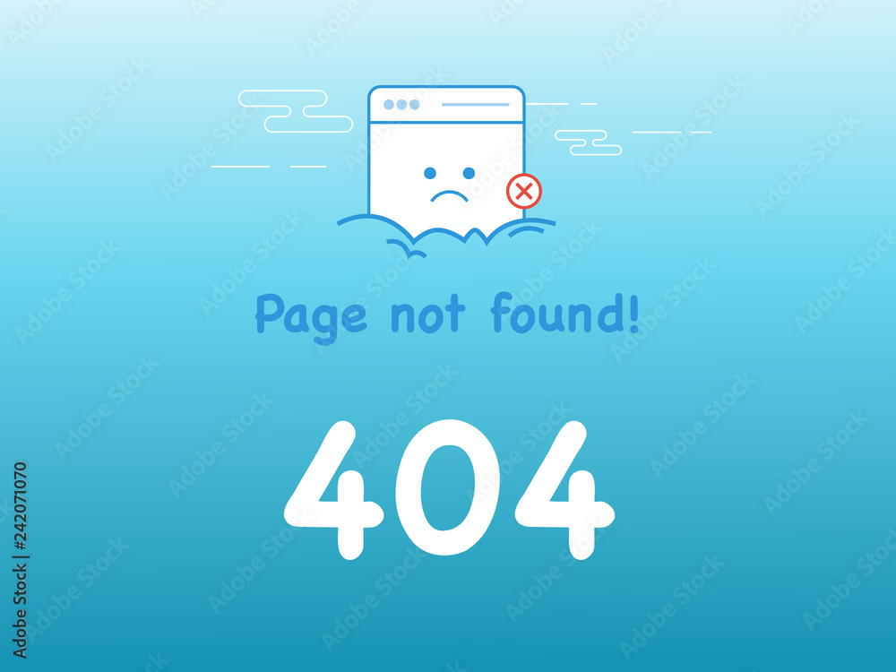 Aufkleber 404 error page not found. Page with flag 404 on laptop display. Isolated vector illustration.webpage banner, search result message, vector line design