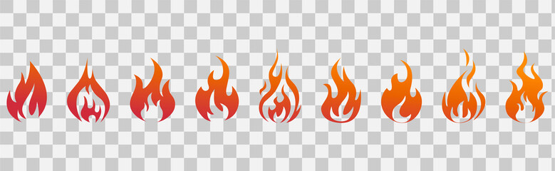 Fire flames. Fire icon set. Fire symbols. Vector illustration. © SMUX