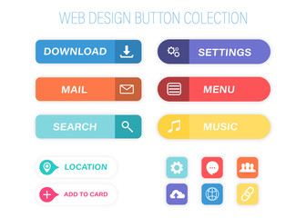 Web Button Collection.Collection of flat web buttons.Vector Buttons Big Set, Colorful Web Layout Elements Collection.