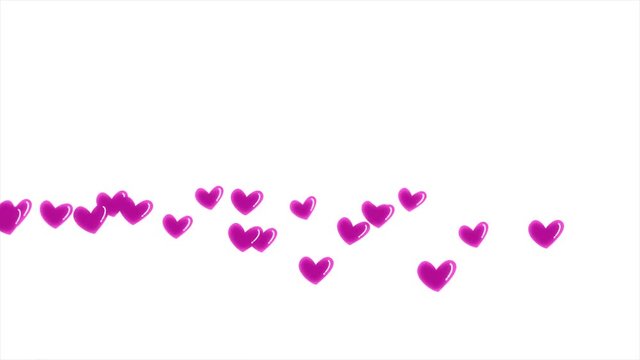 Red heart love emotion icon flying motion graphic on white background. Valentines Day holiday loop animation concept.